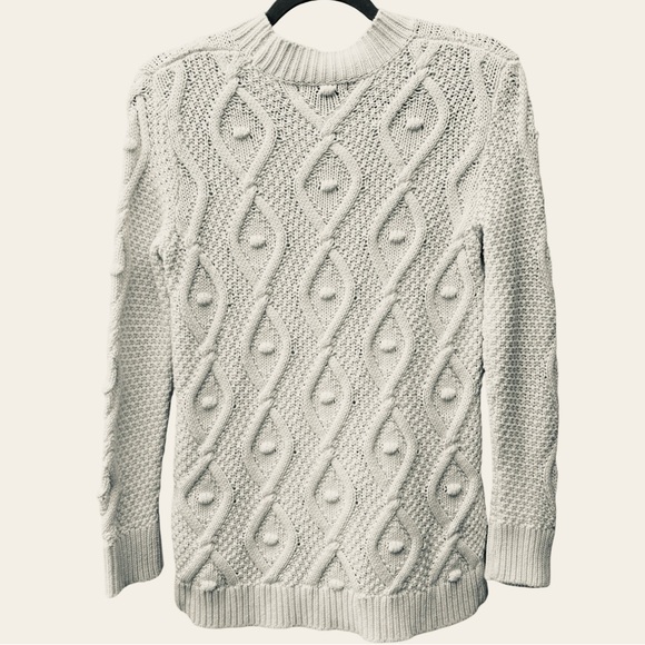 Rachel Zoe Women’s S Bobble Cable Knit Mock Neck Long Sleeve White Sweater - Picture 6 of 8